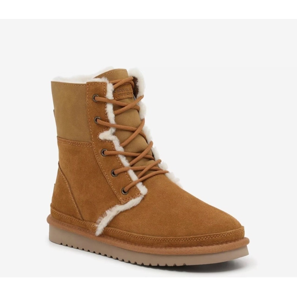 Koolaburra‎ by UGG Advay Tall Boot Women 8 Shearling Lined Lace-Up Boot Chestnut